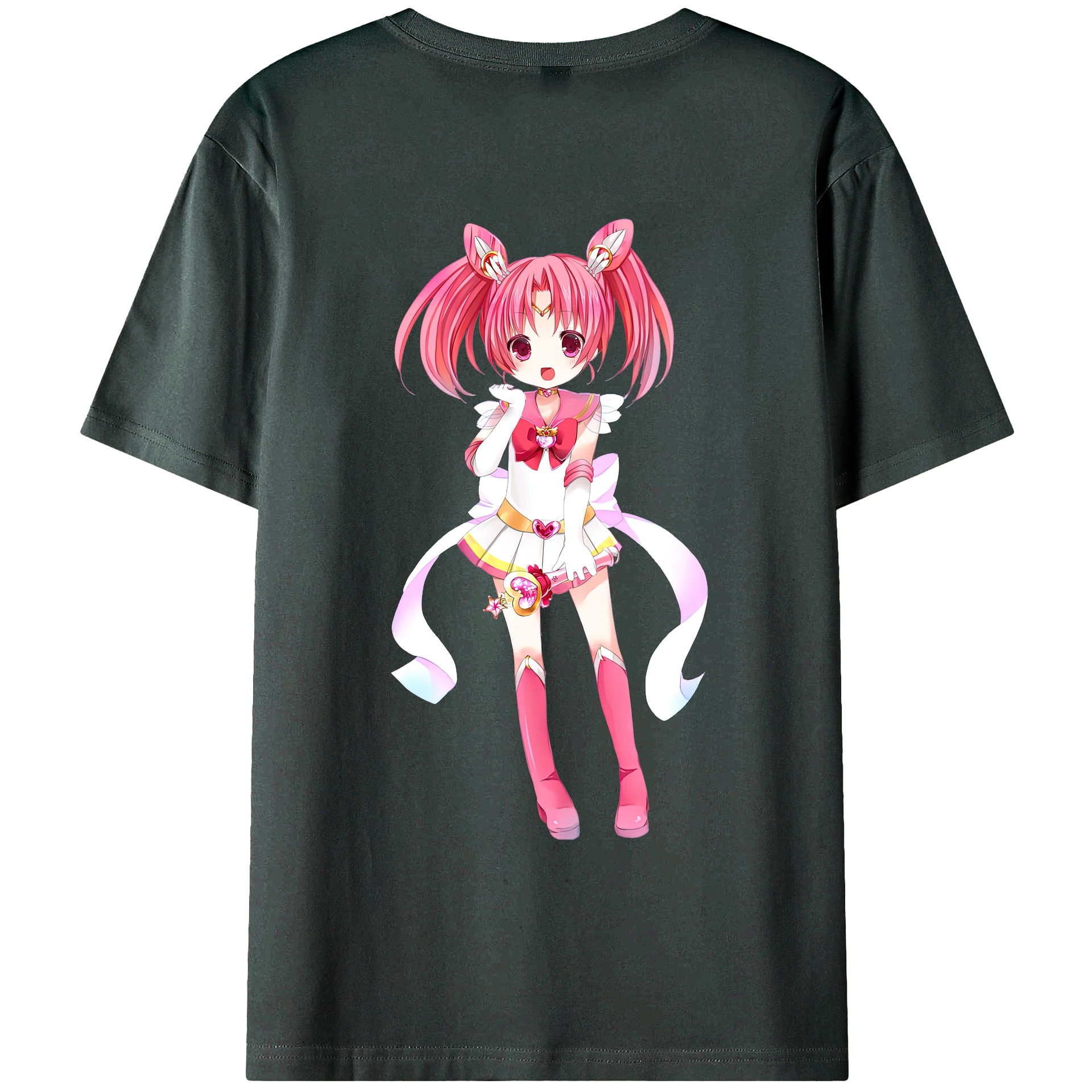 （画像用） 美少女戦士セーラームーン ちびうさ Sailor Moon Chibiusa Tsukino Usagi Small Lady Serenity 綿100％ メンズ半袖Tシャツ（バックプリント） 通気性